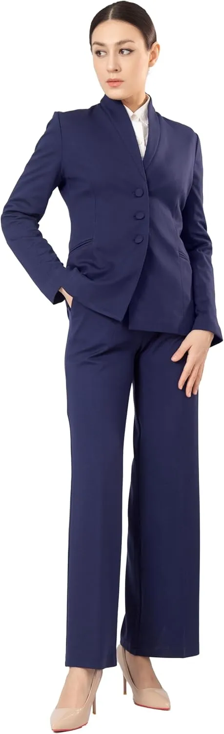 Marycrafts Women's Business Outfit Blazer Wide Leg Pant Suits Set for Work