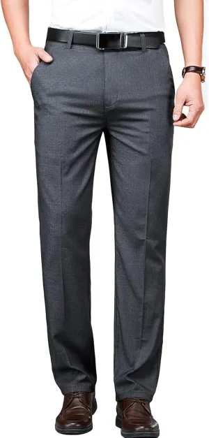 Men'S 4-Way Stretch Dress Pant Slim Fit Flat Front Dress Pant Skinny Fit Cotton Business Chino Pant (30,Grey), Grey, 30