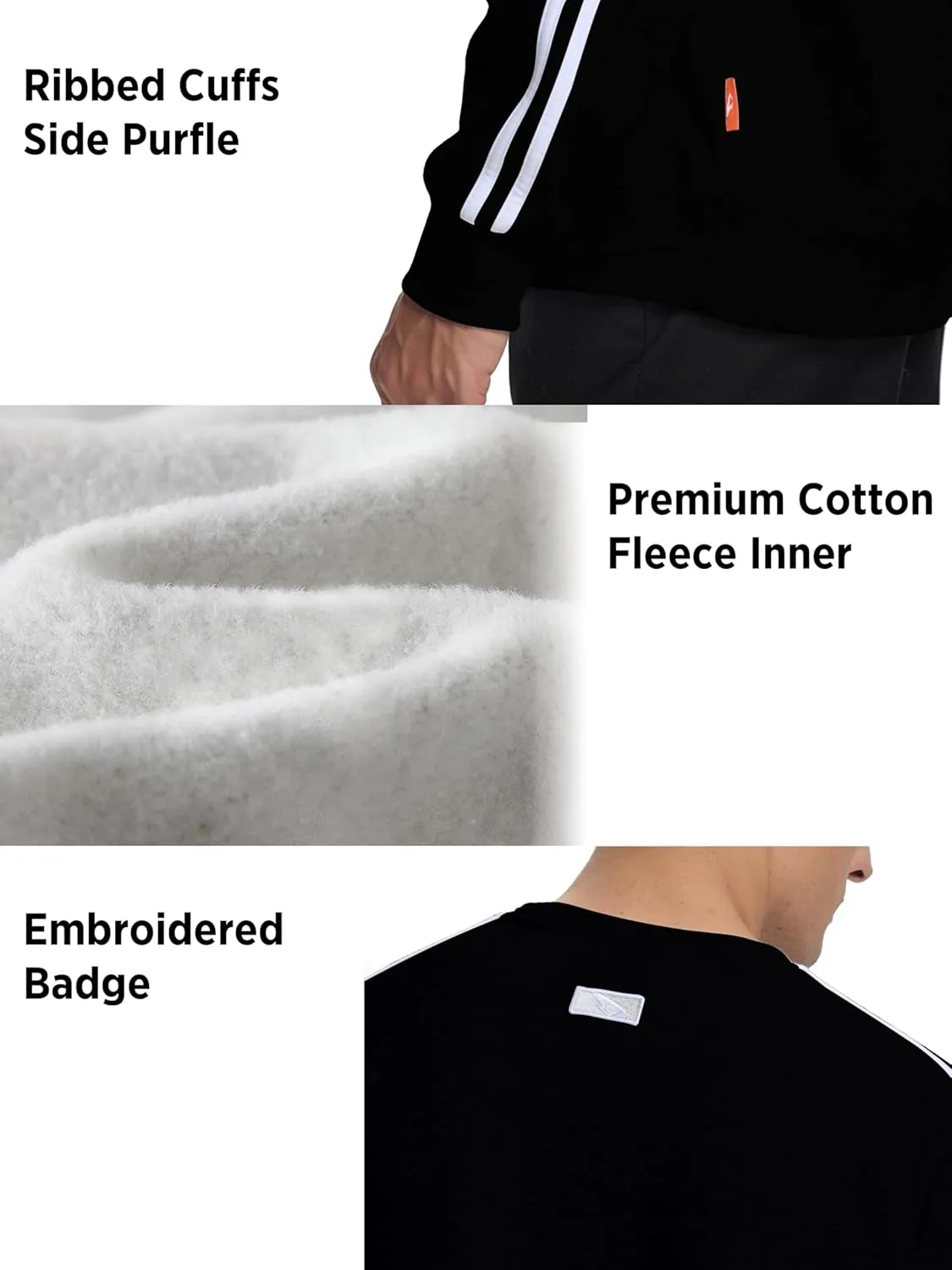Mens Athletic Fleece Crewneck Sweatshirt Cotton-Blend Long Sleeve Casual Pullover Loose Fit Workout Sweat Shirts