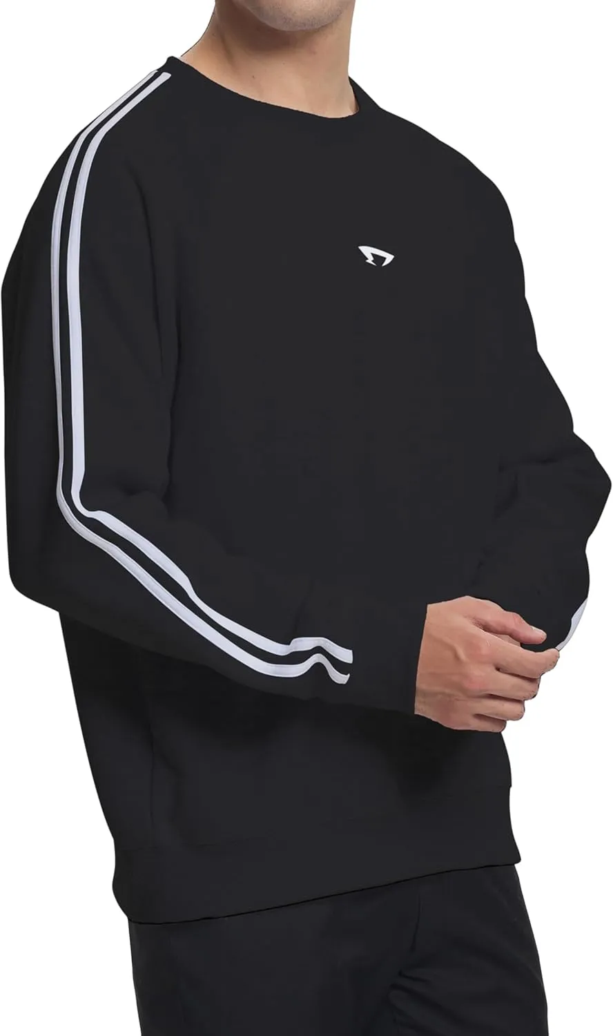 Mens Athletic Fleece Crewneck Sweatshirt Cotton-Blend Long Sleeve Casual Pullover Loose Fit Workout Sweat Shirts