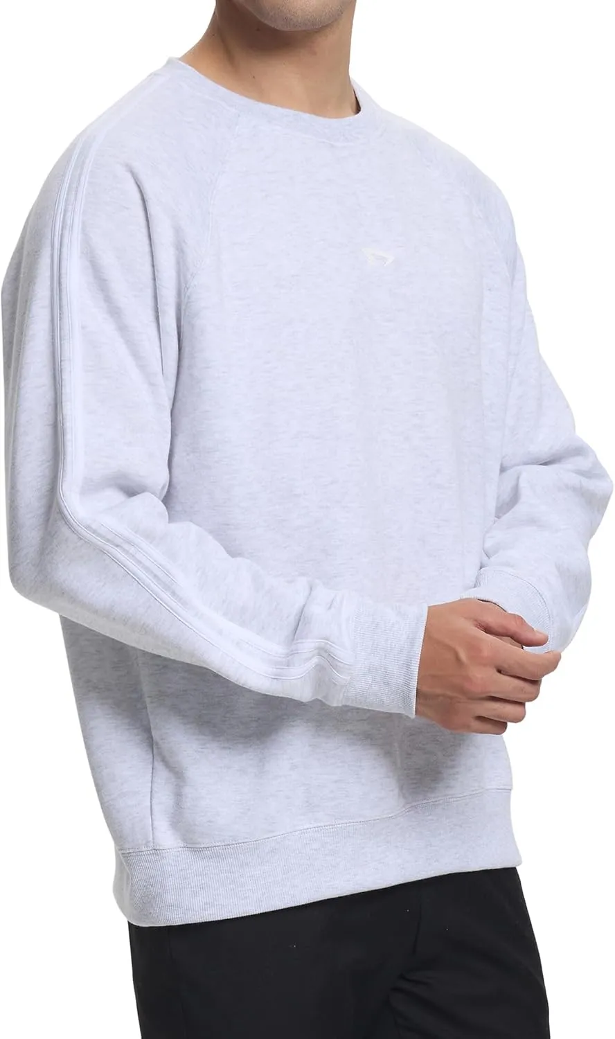 Mens Athletic Fleece Crewneck Sweatshirt Cotton-Blend Long Sleeve Casual Pullover Loose Fit Workout Sweat Shirts