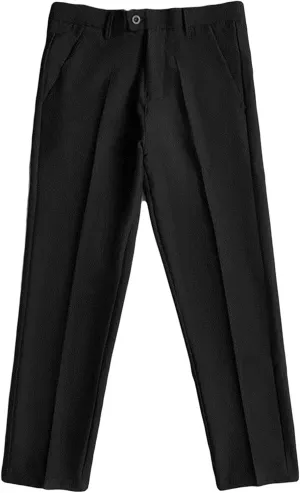 Men's Business Suit Pants Casual Pants Slim Fit Flex Flat Front Pant Stretch Tapered Chino Pants Trousers (32,Black)