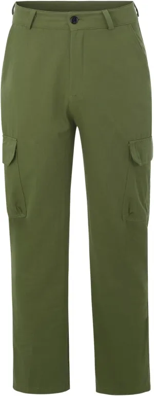 Mens Casual Cargo Pants Solid Color Cotton Linen Trousers Straight Leg Joggers Outdoor Wearing Pants with Pockets