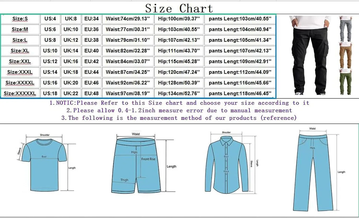 Mens Casual Cargo Pants Solid Color Cotton Linen Trousers Straight Leg Joggers Outdoor Wearing Pants with Pockets