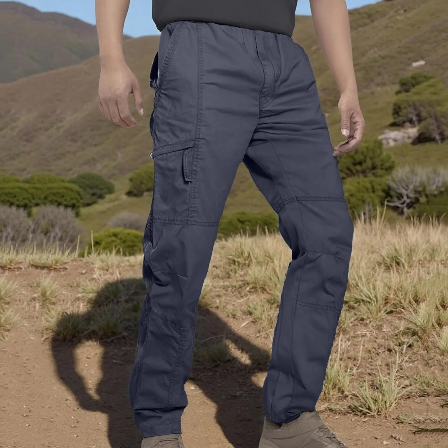 Men's Casual Cargo Pants Straight-Leg Slim Fit Pants
