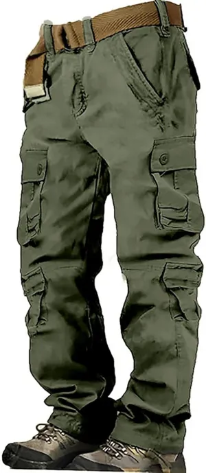 Men's Casual Cargo Pants Zipper Middle Waist Denim Long Pants Mens Loose Cargo Pants Men's Camo Cargo Pants