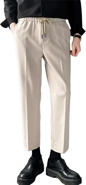 Men's Casual Pants Chino Pant Slim Fit Drawstring Athletic Dress Pant Skinny Flex Flat Front Straight Fit Pant (3X-Large,Apricot)