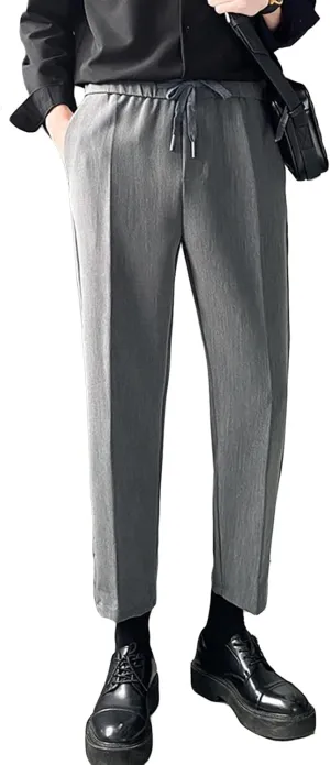 Men's Casual Pants Chino Pant Slim Fit Drawstring Athletic Dress Pant Skinny Flex Flat Front Straight Fit Pant (3X-Large,Grey)