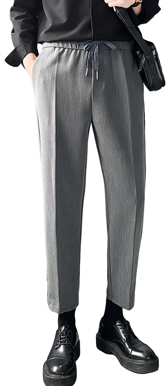 Men's Casual Pants Chino Pant Slim Fit Drawstring Athletic Dress Pant Skinny Flex Flat Front Straight Fit Pant (3X-Large,Grey)