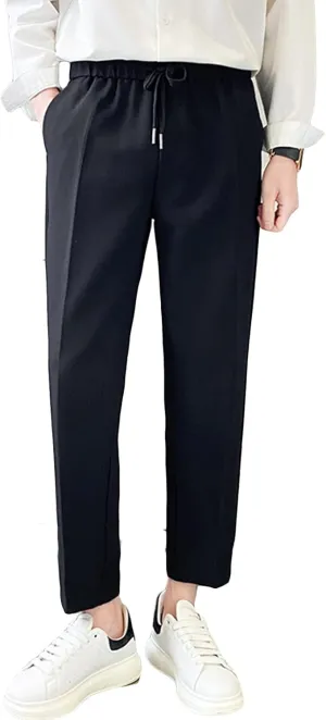Men'S Casual Pants Chino Pant Slim Fit Drawstring Athletic Dress Pant Skinny Flex Flat Front Straight Fit Pant (4X-Large,Black), Black, 4X-Large