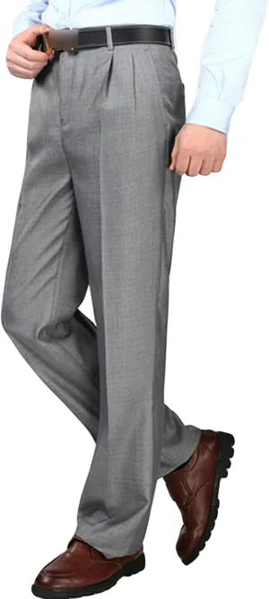 Men's Classic Fit Flat Front Dress Pants Skinny Casual Business Chino Pants Stretch Slim Fit Skinny Suit Pants (29,Grey 2)