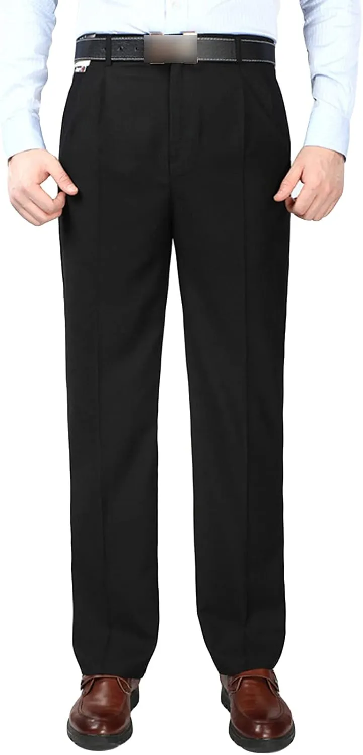 Men's Classic Fit Flat Front Dress Pants Skinny Casual Business Chino Pants Stretch Slim Fit Skinny Suit Pants (32,Black)