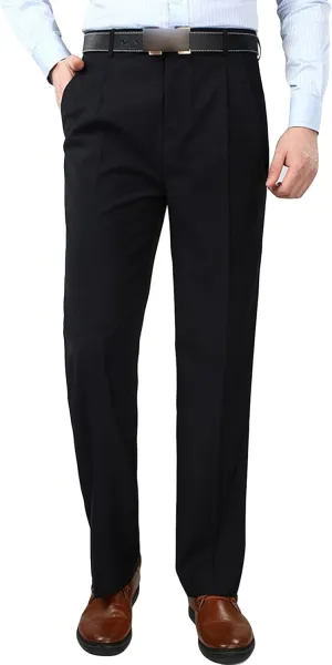 Men'S Classic Fit Flat Front Dress Pants Skinny Casual Business Chino Pants Stretch Slim Fit Skinny Suit Pants (33,Dark Blue), Dark Blue, 33