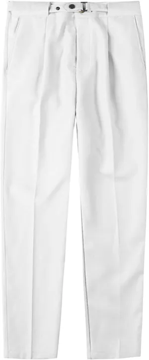 Men's Dress Trousers Solid Color Flat Front Skinny Business Pants Slim Fit Chino Pencil Formal Pants (34,White)