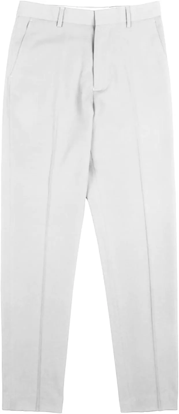 Men's Flat Front Straight Fit Dress Pant Casual Skinny Stretch Chinos Pants Slim Fit Business Pant with Pocket (29,White)