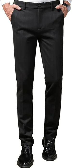 Men'S Regular Fit Linen Suit Pant Slim Fit Stretch Dress Pant Loose Flat Front Dress Pant Chino Pant (36,Black), Black, 36