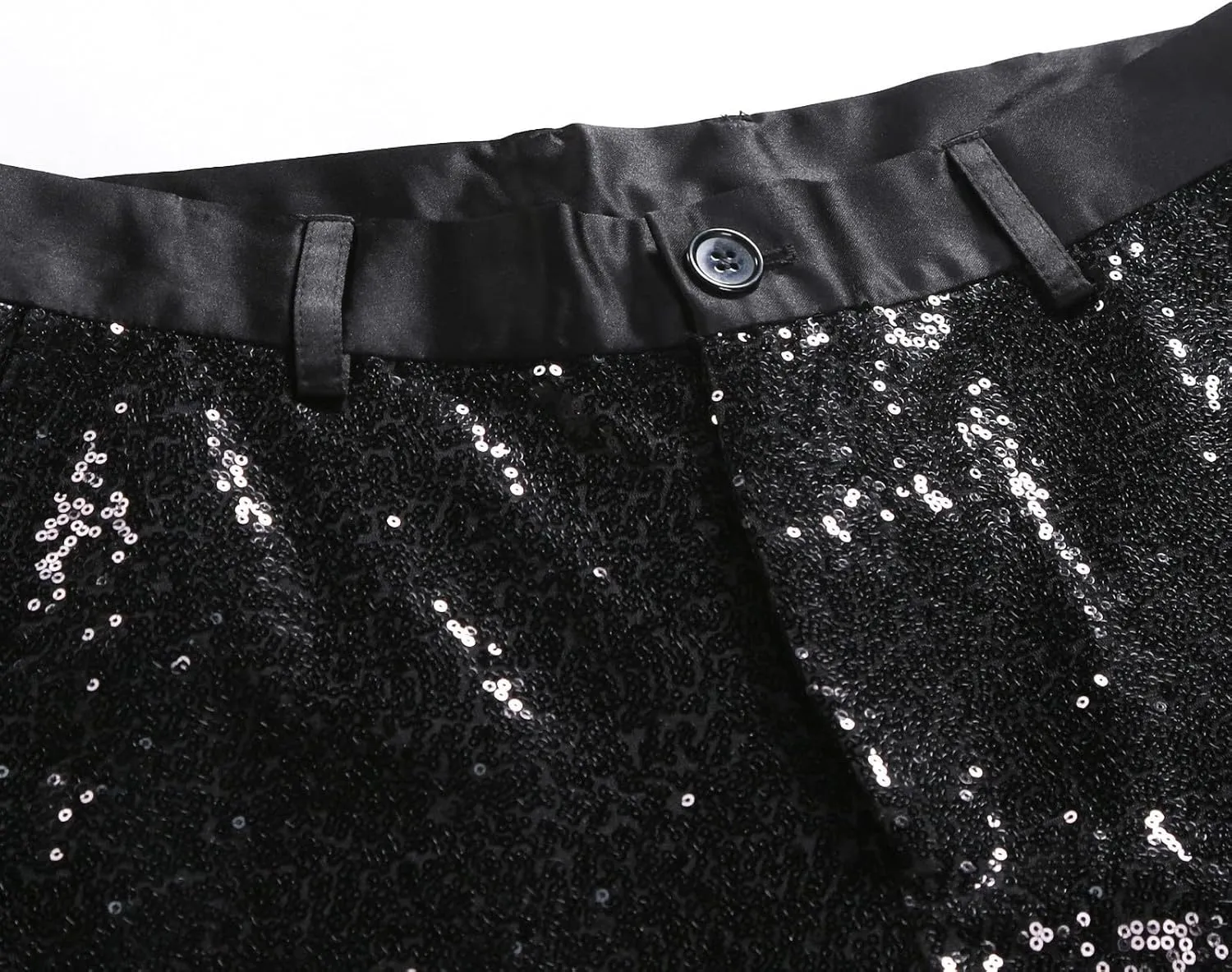 Mens Sequin Pants Slim Fit Fashion Casual Dress Pants Trendy 2024 Suit Pants for Men Party Straight Trousers