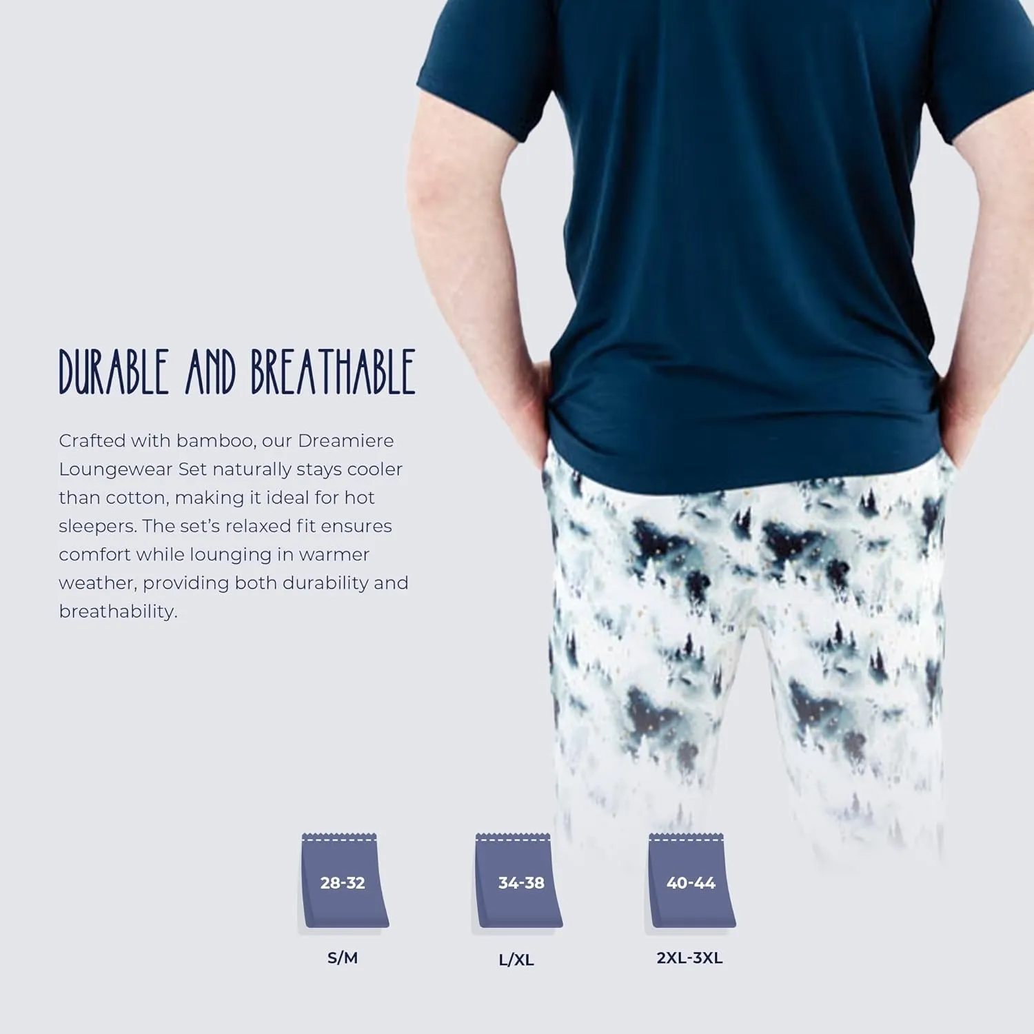 Men's Short Sleeve Loungewear Set - Soft Stretchy Fabric, Relaxed Fit, Eco-Friendly, Perfect for Family Matching