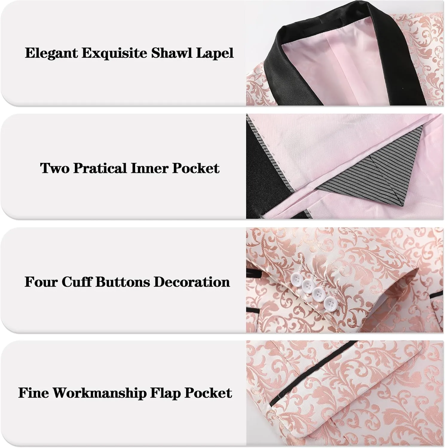 Men's Slim Fit 2 Pieces Tuxedo Shawl Lapel Suits Paisley Jacket Pants Set for Wedding Prom Dinner Party
