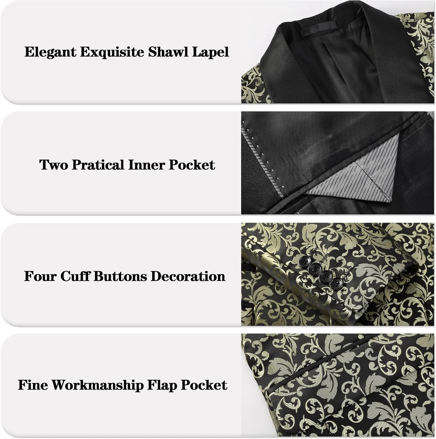 Men's Slim Fit 2 Pieces Tuxedo Shawl Lapel Suits Paisley Jacket Pants Set for Wedding Prom Dinner Party