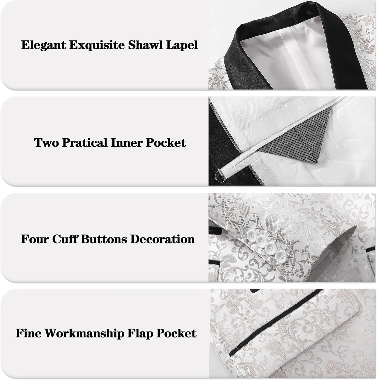 Men's Slim Fit 2 Pieces Tuxedo Shawl Lapel Suits Paisley Jacket Pants Set for Wedding Prom Dinner Party