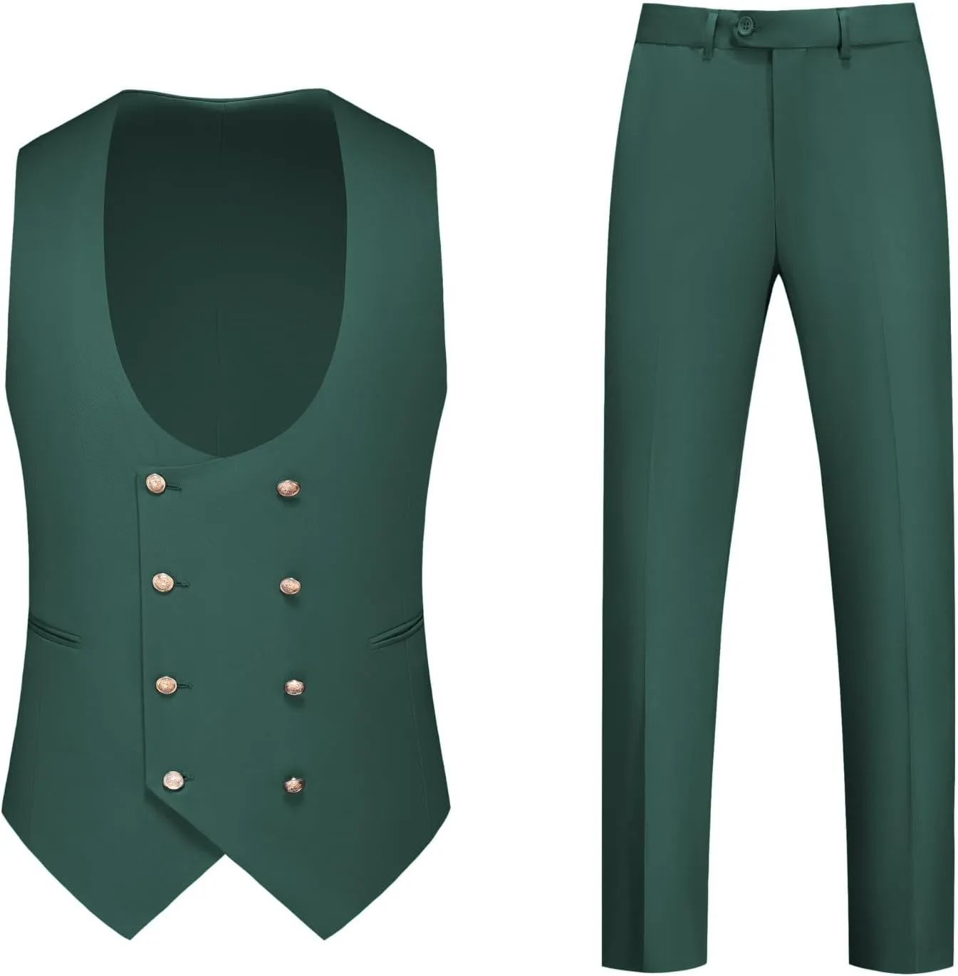 Men's Slim Fit 3 Piece Tuxedo Suit Set Elegant Solid Color Outfit for Weddings and Proms Jacket Vest and Pants