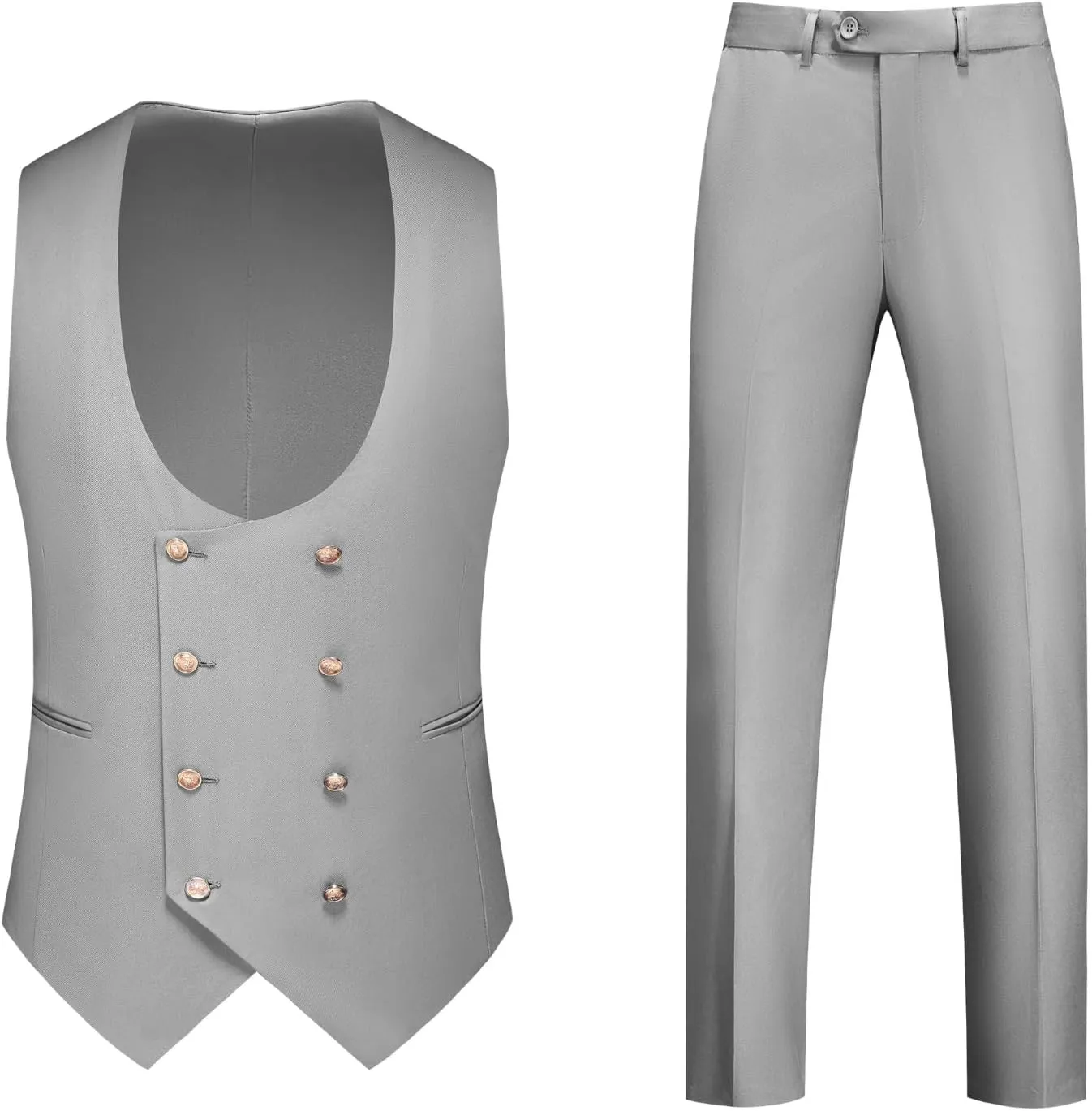 Men's Slim Fit 3 Piece Tuxedo Suit Set Elegant Solid Color Outfit for Weddings and Proms Jacket Vest and Pants