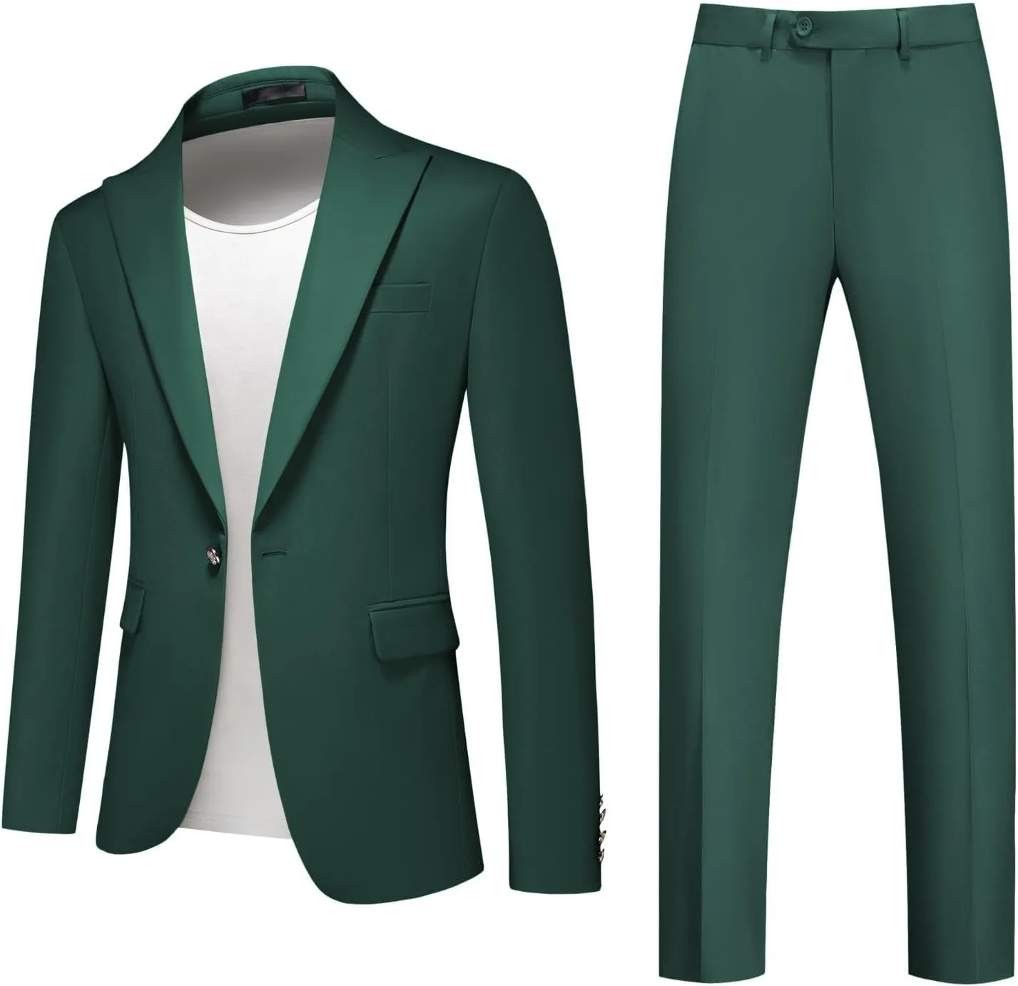Men's Slim Fit 3 Piece Tuxedo Suit Set Elegant Solid Color Outfit for Weddings and Proms Jacket Vest and Pants