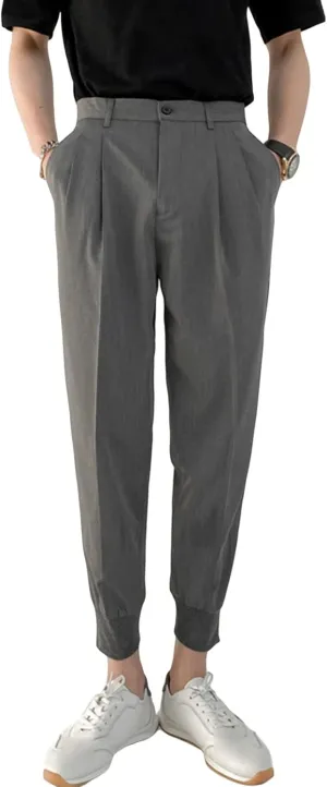 Men's Slim Fit Dress Pant Lightweight Chino Flat Front Straight Fit Pant Pants Winter Trousers Outdoor Pants (30,Grey)