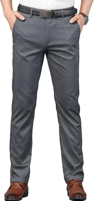 Men'S Slim Fit Dress Pant Straight-Fit Casual Stretch Khaki Pant Wrinkle-Resistant Flat-Front Chino Pant (30,Dark Grey)