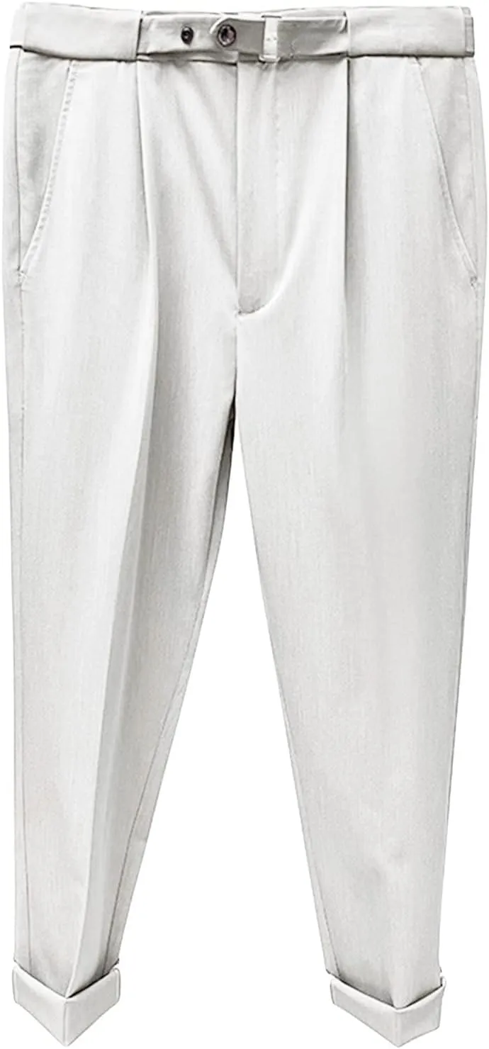 Men's Slim Fit Dress Pant Stretch Flat Front Traveler Long Pant Fashion Casual Business Chino Pants (34,White)