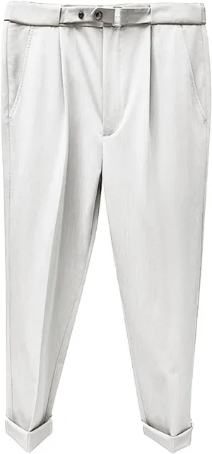 Men's Slim Fit Dress Pant Stretch Flat Front Traveler Long Pant Fashion Casual Business Chino Pants (38,White)