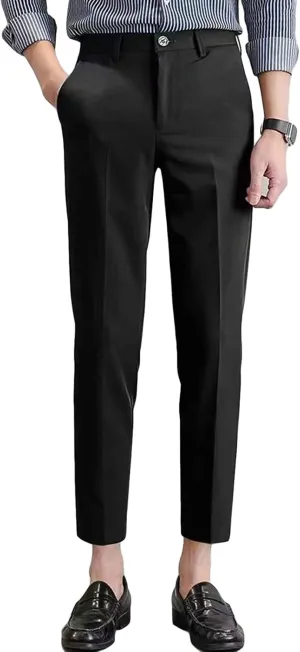 Men's Slim-Fit Flat-Front Dress Pant Skinny Wrinkle-Resistant Chino Pant Straight Stretch Cargo Pant Trouser (29,Black)