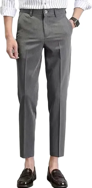 Men's Slim-Fit Flat-Front Dress Pant Skinny Wrinkle-Resistant Chino Pant Straight Stretch Cargo Pant Trouser (32,Grey)