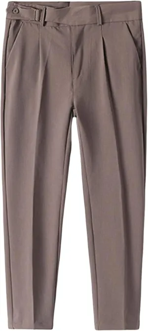 Men's Slim Fit Stretch Dress Pants Skinny Fit Flat Front Suit Pants Plaid Business Chino Pants with Pockets (36,Dark Khaki)