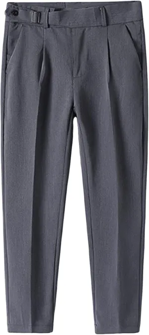 Men's Slim Fit Stretch Dress Pants Skinny Fit Flat Front Suit Pants Plaid Business Chino Pants with Pockets (40,Grey)