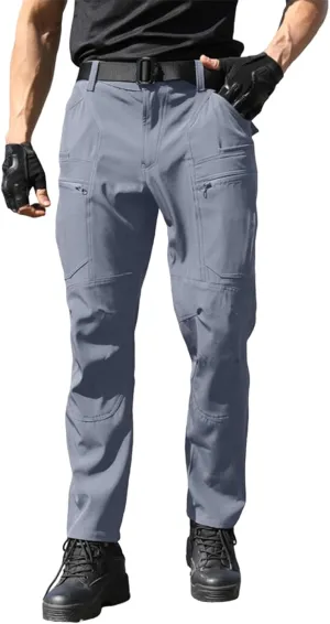 Men's Stretch Cargo Slim Fit Pants Windproof Waterproof Hiking Pants
