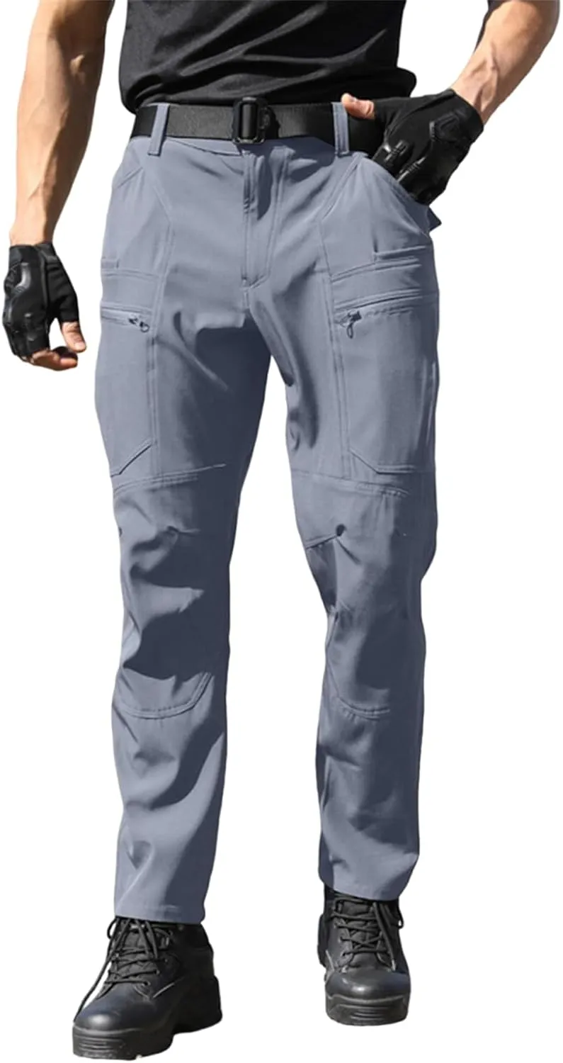 Men's Stretch Cargo Slim Fit Pants Windproof Waterproof Hiking Pants