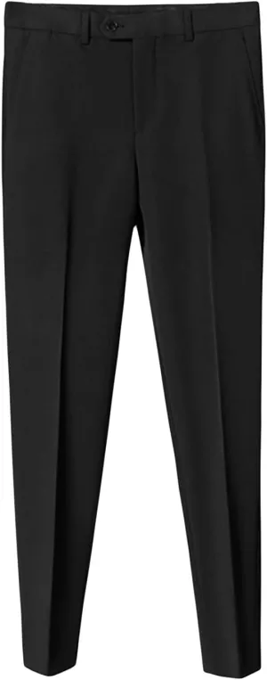 Men's Stretch Dress Pants Slim Fit Skinny Suit Pants Casual Fashion Retro Tapered Business Dress Chino Pants (33,Black)