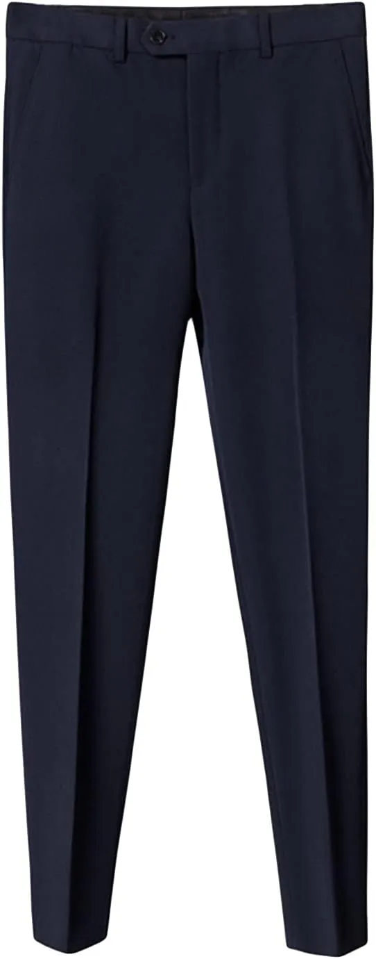 Men's Stretch Dress Pants Slim Fit Skinny Suit Pants Casual Fashion Retro Tapered Business Dress Chino Pants (36,Dark Blue)