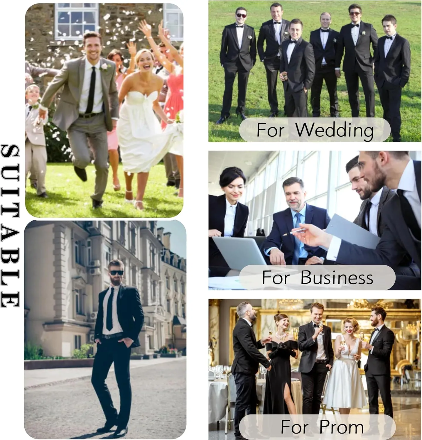Men's Suit Slim Fit 2-Piece Tuxedo Set - Ideal for Prom and Wedding, Includes Blazer Jacket, Pants, and Tie