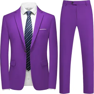 Men's Suit Slim Fit 2-Piece Tuxedo Set - Ideal for Prom and Wedding, Includes Blazer Jacket, Pants, and Tie