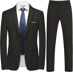 Men's Suit Slim Fit 2-Piece Tuxedo Set - Ideal for Prom and Wedding, Includes Blazer Jacket, Pants, and Tie