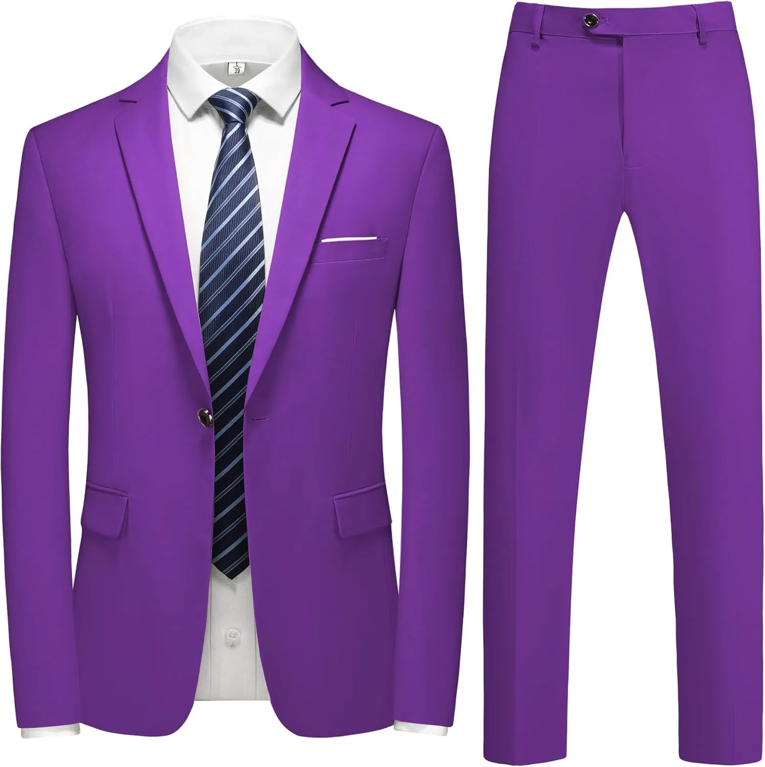 Men's Suit Slim Fit 2-Piece Tuxedo Set - Ideal for Prom and Wedding, Includes Blazer Jacket, Pants, and Tie