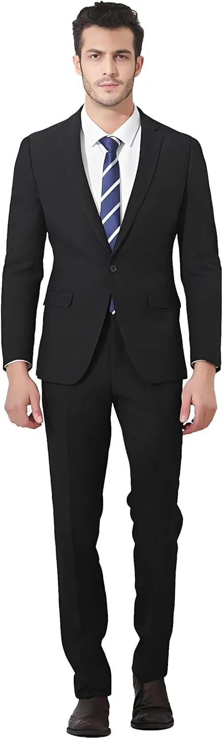 Men's Suit Slim Fit 2-Piece Tuxedo Set - Ideal for Prom and Wedding, Includes Blazer Jacket, Pants, and Tie