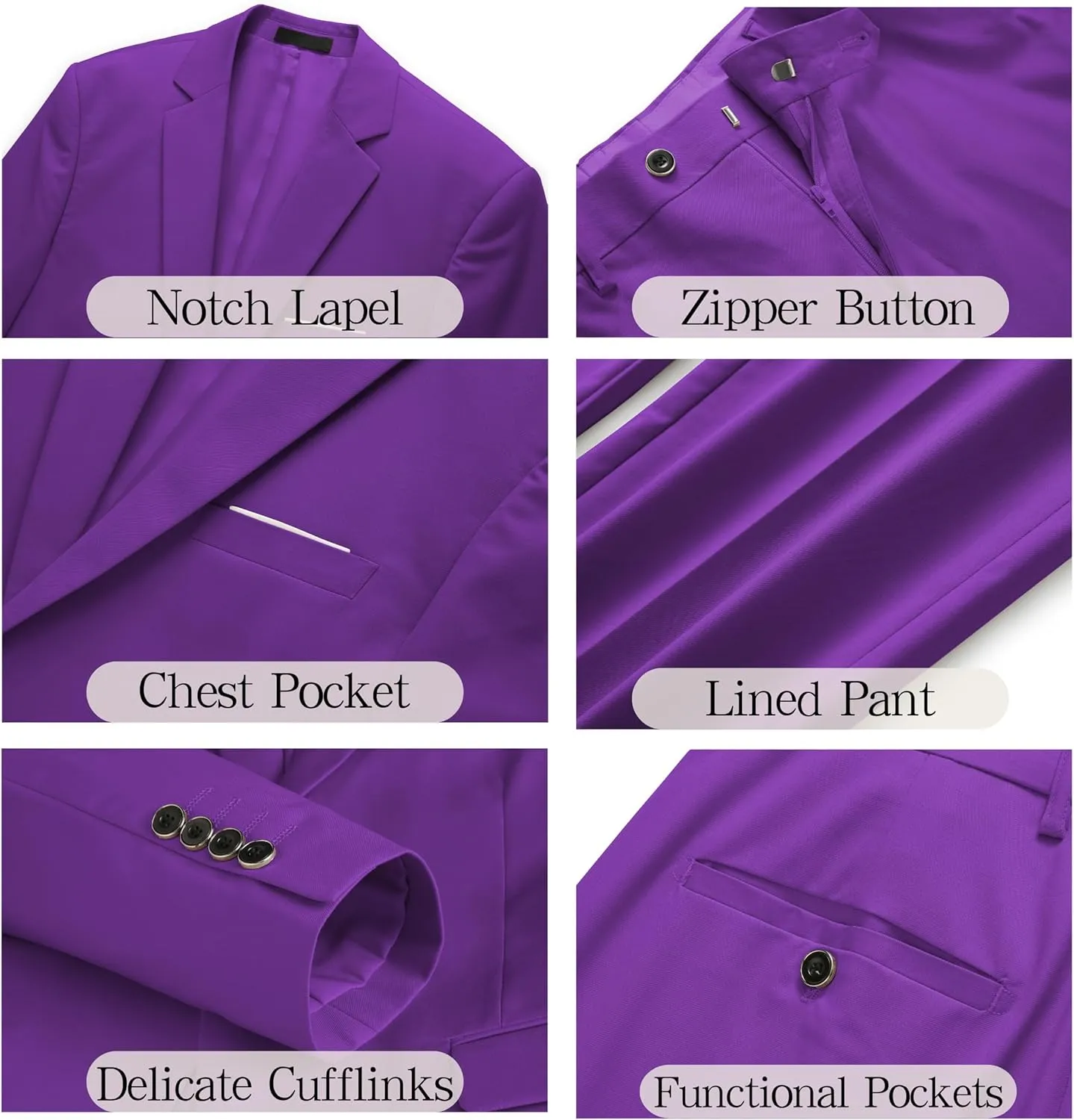 Men's Suit Slim Fit 2-Piece Tuxedo Set - Ideal for Prom and Wedding, Includes Blazer Jacket, Pants, and Tie