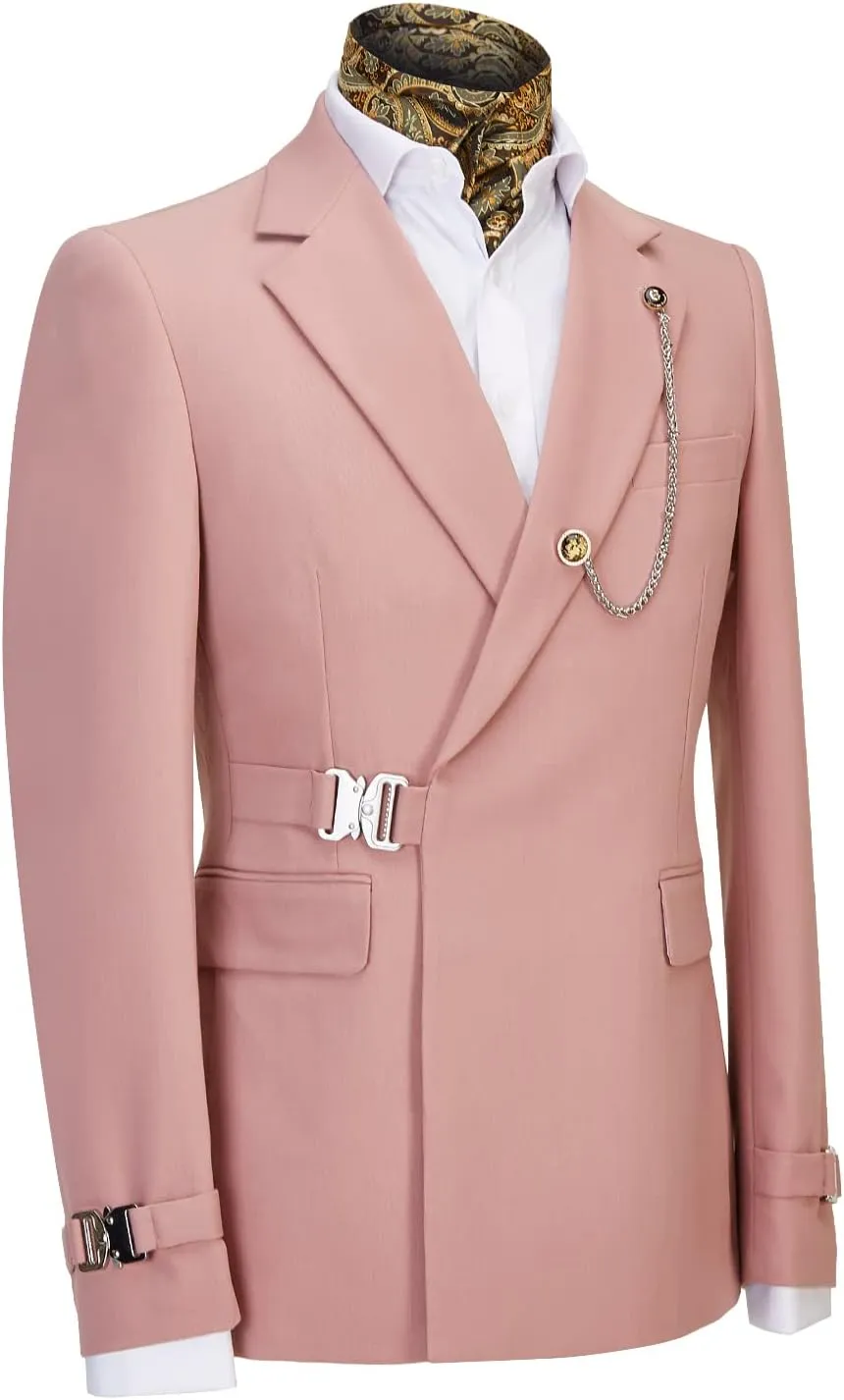 Mens Suits Slim Fit 2 Piece Men's Solid Color Tuxedo one Button Shawl Collar Jacket Vest and Pants