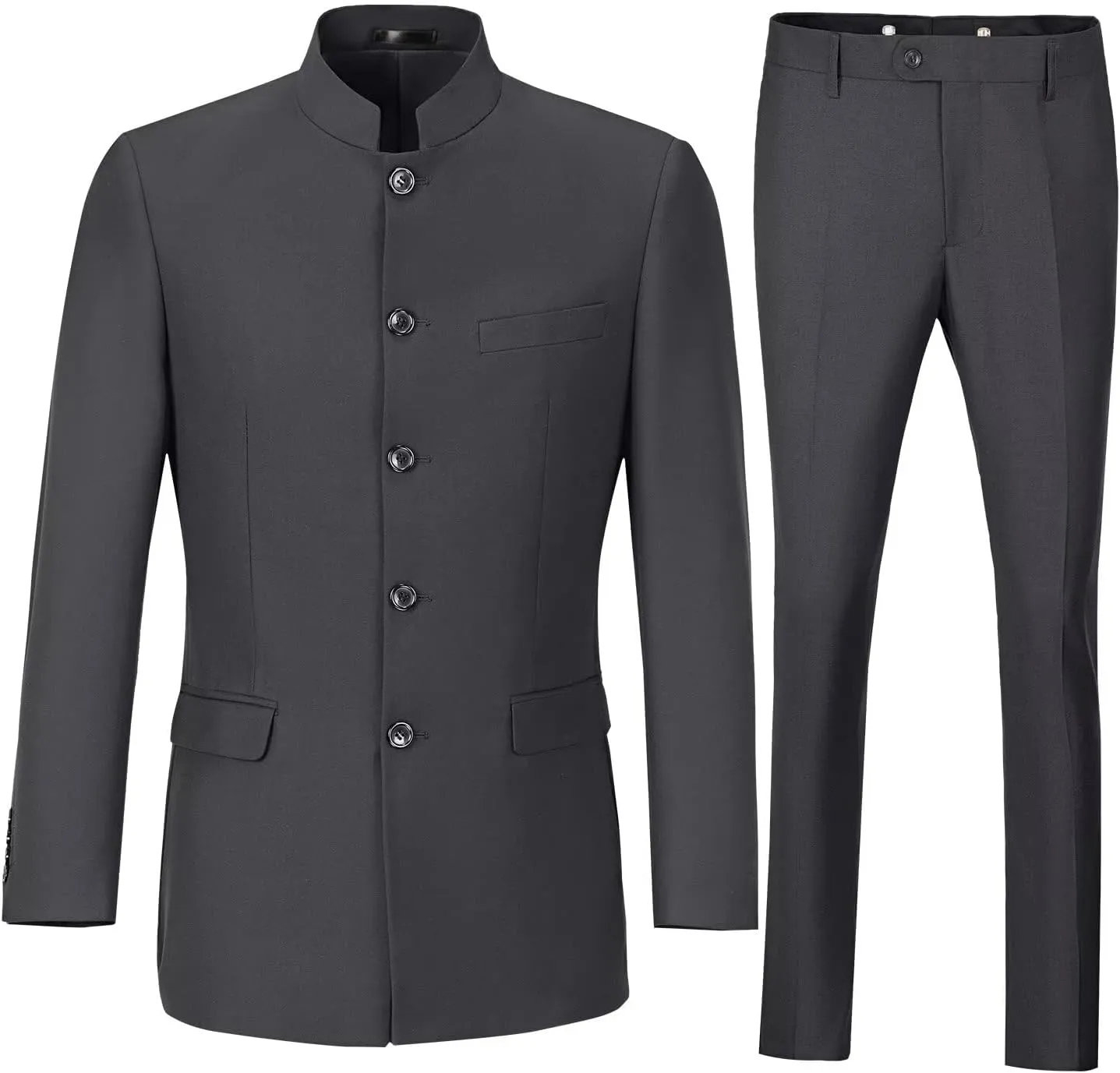 Men's Suits Stand Mandarin Collar Suit 2 Piece Men Slim Fit Chinese Tunic Suits Jacket Pant Set