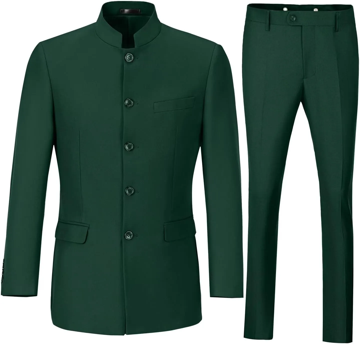 Men's Suits Stand Mandarin Collar Suit 2 Piece Men Slim Fit Chinese Tunic Suits Jacket Pant Set