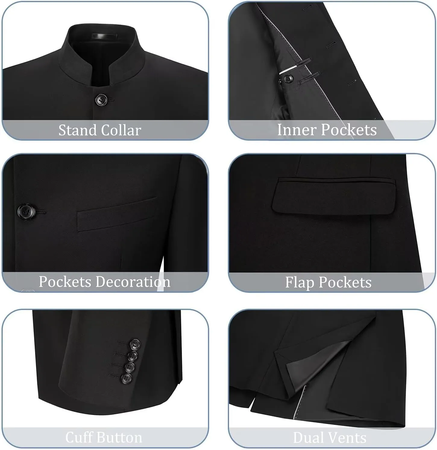 Men's Suits Stand Mandarin Collar Suit 2 Piece Men Slim Fit Chinese Tunic Suits Jacket Pant Set